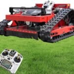 Robot Tondeuse à Gazon 7,5 CV, Essence à Quatre Temps sur Chenilles, Désherbage Rapide avec Télécommande